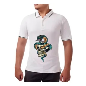 Custom Logo Men's White Polo Shirt - Printed