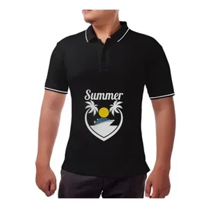 Custom Logo Men's Black Polo Shirt - Custom Printed
