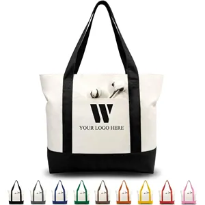 Zippered Canvas Tote Bag