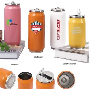 15 oz Stainless Steel Insulated Can Tumbler with Lid Straw