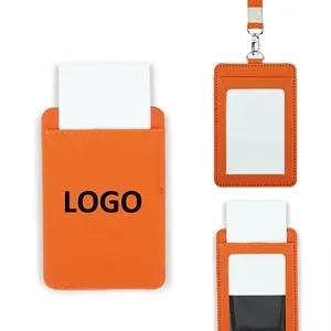 Custom Logo Custom PU Card Holder With Lanyard