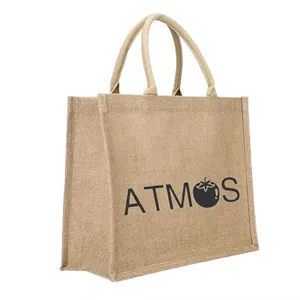 Custom Logo Shopping Beach Tote Jute Bag