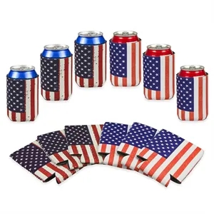 4th of July American US Flag Beer Can Coolers