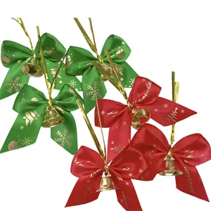 Christmas Twist Tie Bows for Gift Wrapping w/ Jingle Bells
