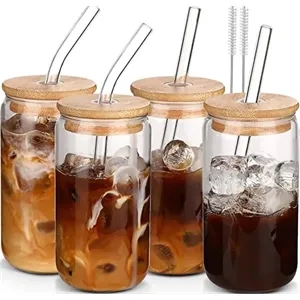 Glass Tumbler with Straw