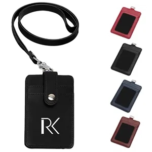 Custom Logo PU Leather Lanyard Card Holder