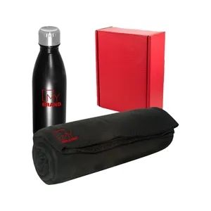 Prime Line Cozy Fleece Blanket And Insulated Bottle Gift Set