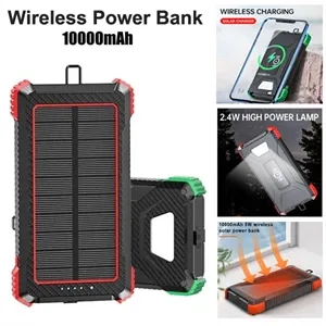 Custom Logo Wholesale Wireless Solar Mobile Charger 10000mah Power Bank