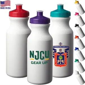 20 oz. White Plastic Water Bottles w/ Push Cap