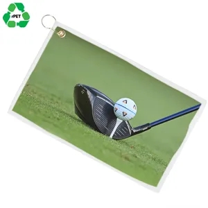 RPET Sublimated Microfiber Velour Golf Towel w/ Grommet