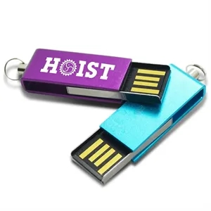 Compact Swivel Metal USB Drive with Keychain