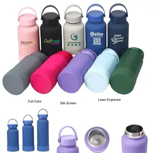 40 oz Insulated Water Bottles with Handle Lid Rubber Boot