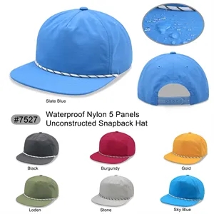 Waterproof nylon 5 panel unstructured snapback rope hat