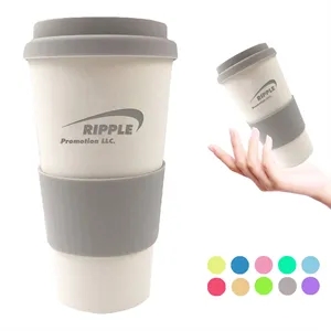 Bamboo Fiber Eco-Friendly Coffee Cups With Silicone Sleeves