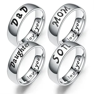 Titanium Love Letter Statement Rings- Stackable Finger Bands