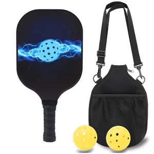 Wooden Pickleball Paddle & Ball Set w/ Shoulder Bag