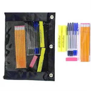 Basic High School Pencil Pouch Kits - 15 Piece Prefilled
