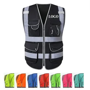 High Visibility Polyester Reflective Safety Vest w/9 Pockets