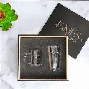 Engraved coffee mug and beer glass gift set