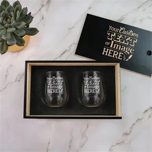 Engraved  Stemless Wine Glass Set with