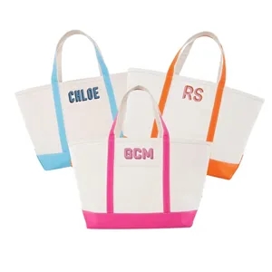 Stylish Canvas Tote Bag with an External Pocket, Top Zipper