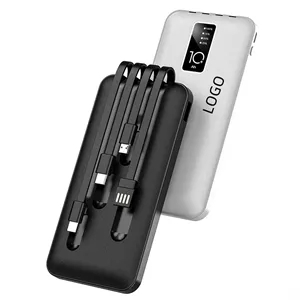 Custom Logo 4 In 1 Built in Cable 10000mAh Power Bank