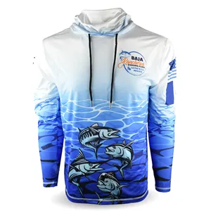 Custom Logo Performance Hooded Shirt Sublimated Fishing Hoodie UPF 50+