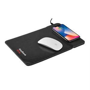Custom Logo Wireless Charging Mousepad with Phone Stand