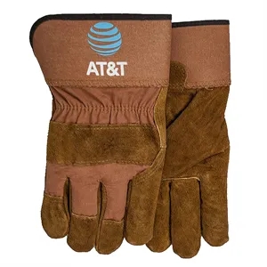 Brown Suede Work Gloves with Oversized DTF