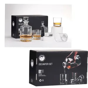 850ml Round Glass Decanter Set with Four 9 oz. Glasses and G