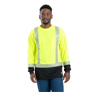 Berne Men's Hi-Vis Class 3 Color Blocked Long-Sleeve T-Shirt