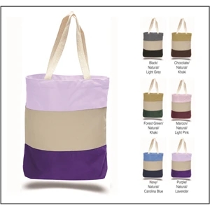 Custom Logo Canvas Tri-Color Promotional Tote Bag