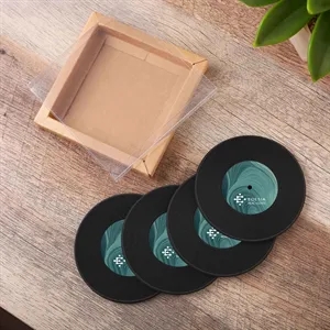 4 Piece Record Coaster Set In Box