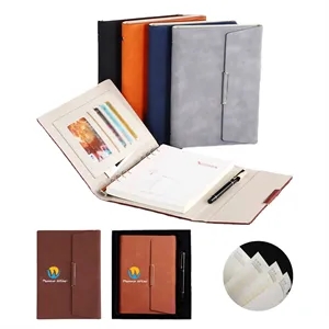 6-Ring Binder A5 Notebook Padfolio with Pen Slot