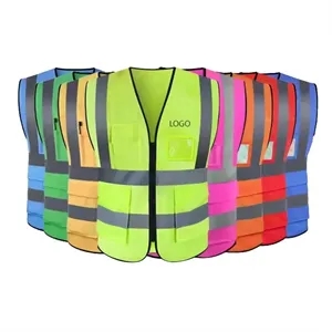 Workwear Reflective Safety Vest With Pockets