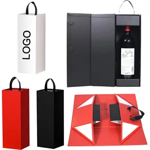 Collapsible Wine Paper Boxes Magnetic Closure Bottle Case