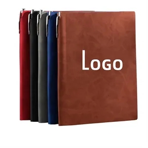 Custom Logo 2025 A5 Business PU Faux Leather Notebook with Pen