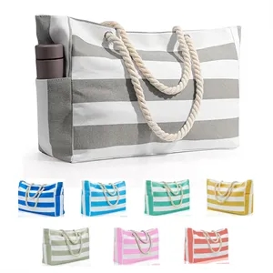 Large Canvas Beach Tote Bags with Zipper