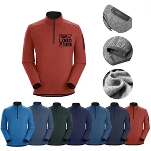 Custom Logo Men's Sports Shirts 1/4 Zip Long Sleeve Fleece Sweatshirt