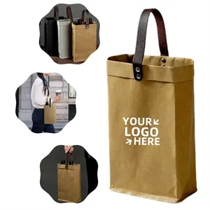 Wine Carrier Washable Kraft Paper Tote Gift Bag