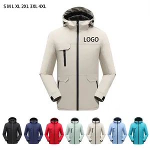 Custom Logo Unisex  Waterproof Windbreaker Fleece Inner Detachable Hood