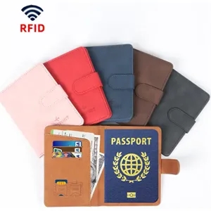 RFID Leather Passport Wallet Holder