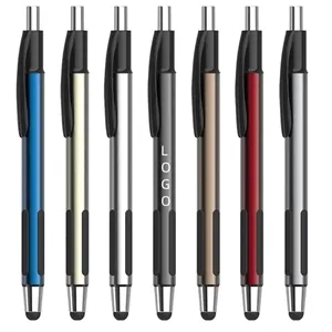 Ballpoint Pen Rubber Grip Metal Retractable With Stylus Tip