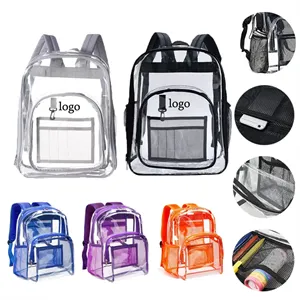 PVC Transparent Backpack Large Clear Book Bag