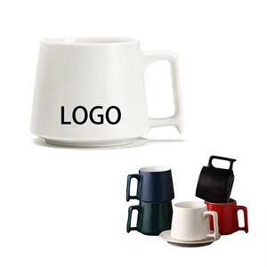 Frosted Surface Mug with Saucer and Spoon Set of 3