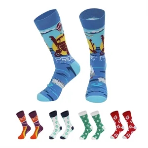 Custom Knitted Jacquard Crew Dress Socks - 168 needle