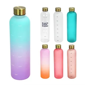 32Oz Time Marked Clear Plastic Water Bottle