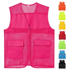 Custom Mesh Reflective Volunteer Vest With Pockets