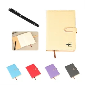 Pu Magnetic Buckle Notebook With Pen