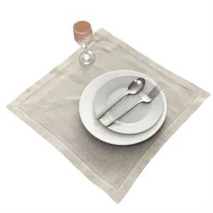 100% Linen Dinner Napkins With Hemstitched